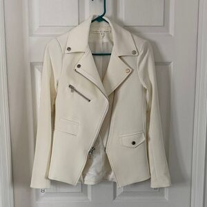 Veronica Beard White Hadley Scuba Jacket with Silver Hardware